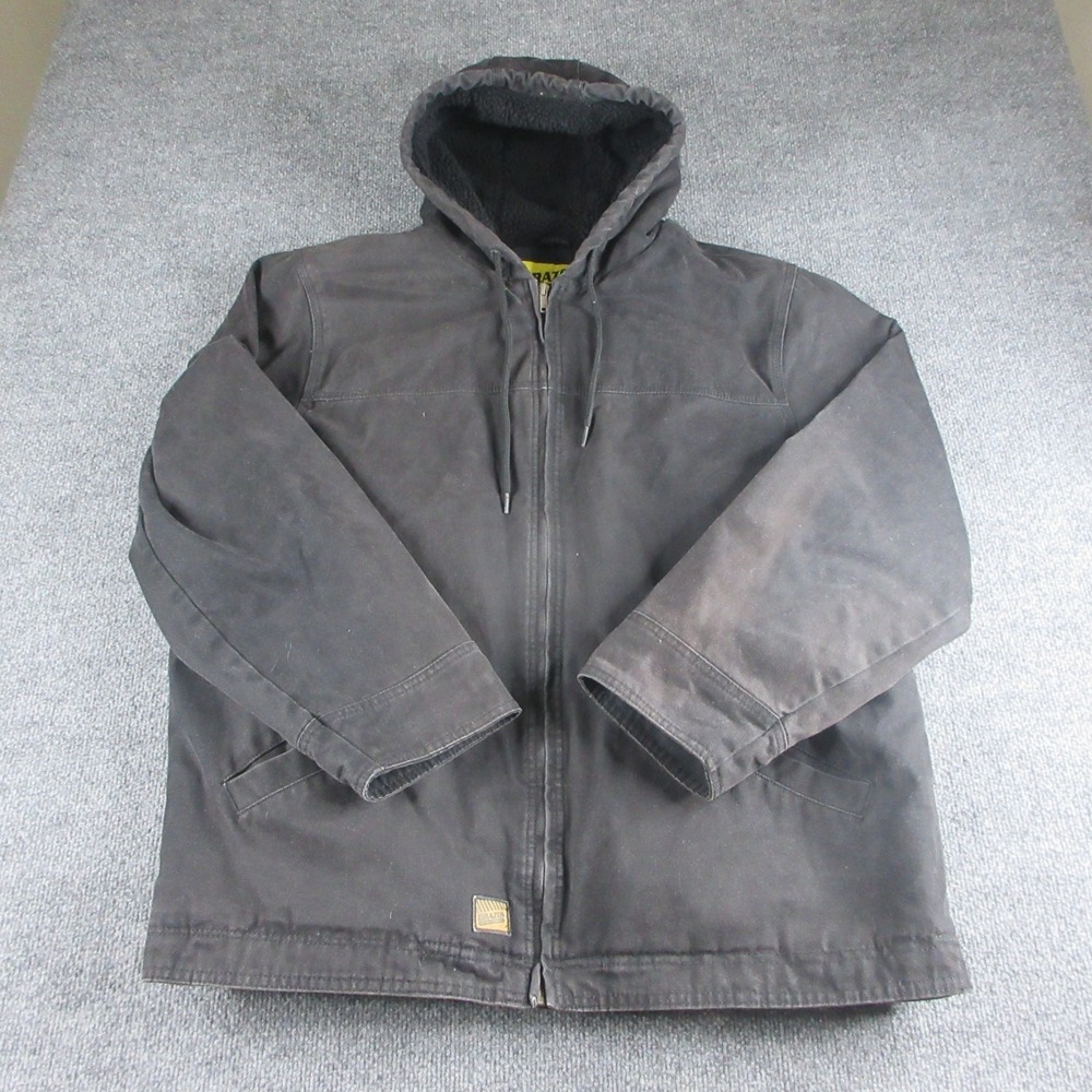 Brazos Jacket Mens XL Black Full Zip Hooded Duck Canvas Lined Heavy Workwear